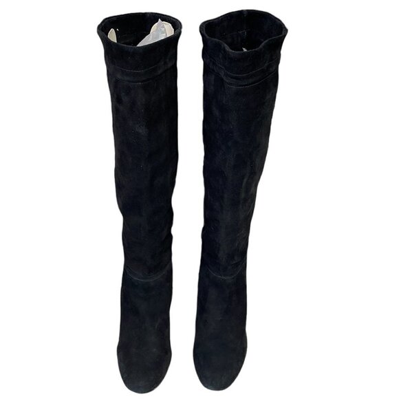 Kate Spade Shoe Over the Knee Heeled Boot Black Suede Leather 6 1/2 Medium M - Picture 5 of 16